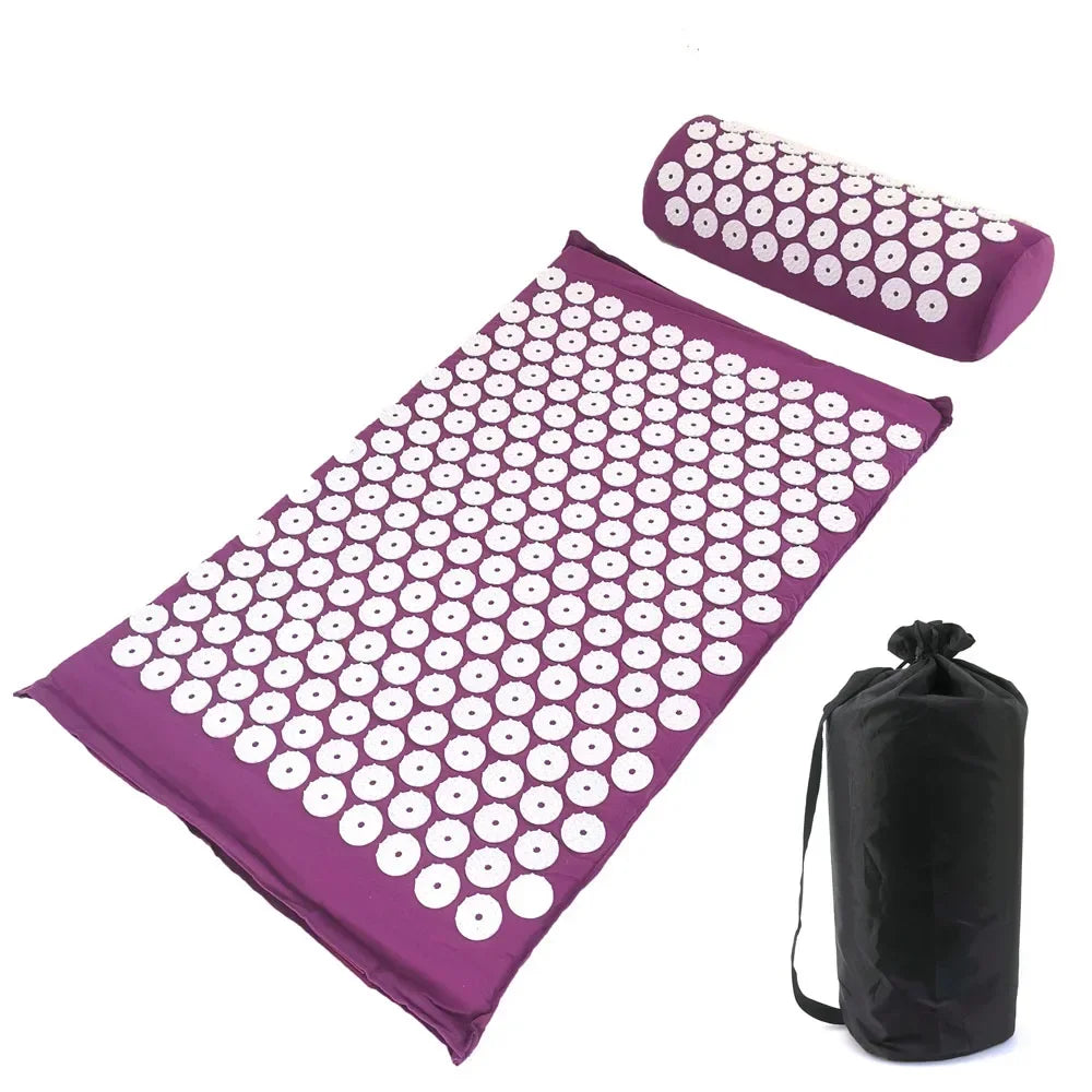 Tapis d'acupression Yozena coloris Prune avec coussin et sac