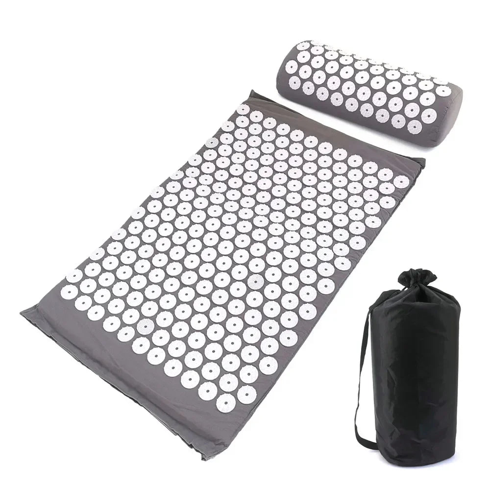 Tapis d'acupression Yozena coloris Galet avec coussin et sac